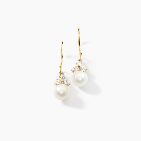 Boucles D'oreilles Pendantes Taissia Or Jaune Perle De Culture - Boucles d'oreilles pendantes Femme | Histoire d’Or