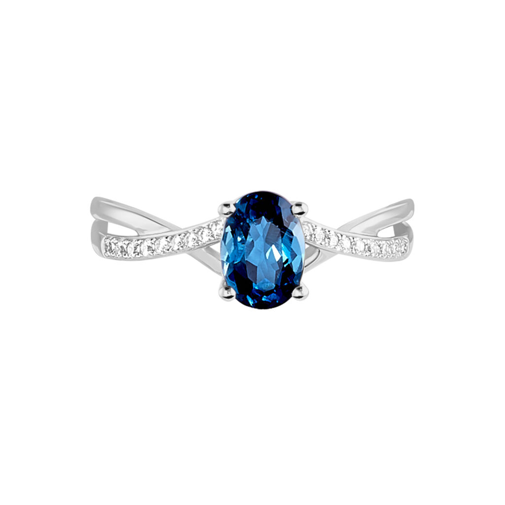 Bague Haissa Or Blanc Topaze Et Oxyde De Zirconium - Bagues solitaires Femme | Histoire d’Or