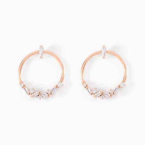 Boucles D'oreilles Pendantes Celene Argent Rose Oxyde De Zirconium - Boucles d'oreilles fantaisie Femme | Histoire d’Or