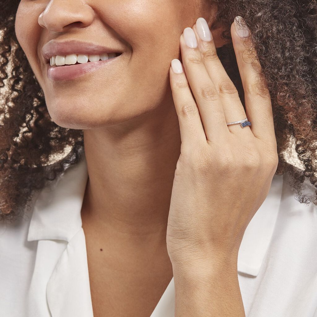 Bague Amelie Or Blanc Saphir Et Diamant - Bagues avec pierre Femme | Histoire d’Or