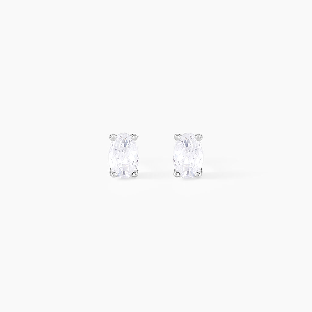 Boucles D'oreilles Puces Mathilda Argent Blanc Oxyde De Zirconium - Boucles d'oreilles fantaisie Femme | Histoire d&rsquo;Or