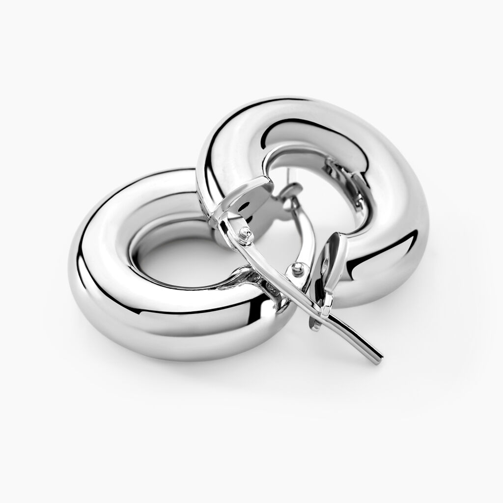 Créoles Piana Argent Blanc - Boucles d'oreilles créoles Femme | Histoire d’Or