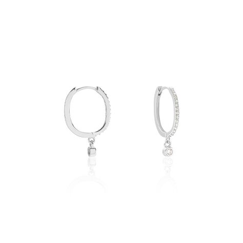 Créoles Argent Blanc Ursinus Oxydes De Zirconium - Boucles d'oreilles créoles Femme | Histoire d’Or