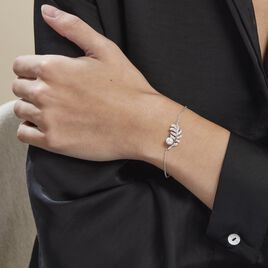 Bracelet Argent Blanc Edytha Perle De Culture Oxydes De Zirconium - Bijoux Plume Femme | Histoire d’Or