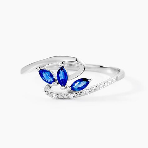Bague Petale Or Blanc Saphir Et Diamant - Bagues avec pierre Femme | Histoire d’Or