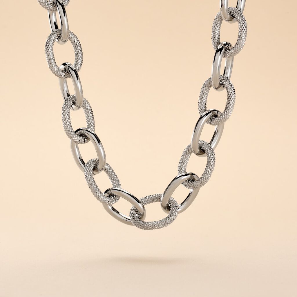 Collier Aelia Maille Alternee Acier Blanc - Colliers fantaisie Femme | Histoire d’Or