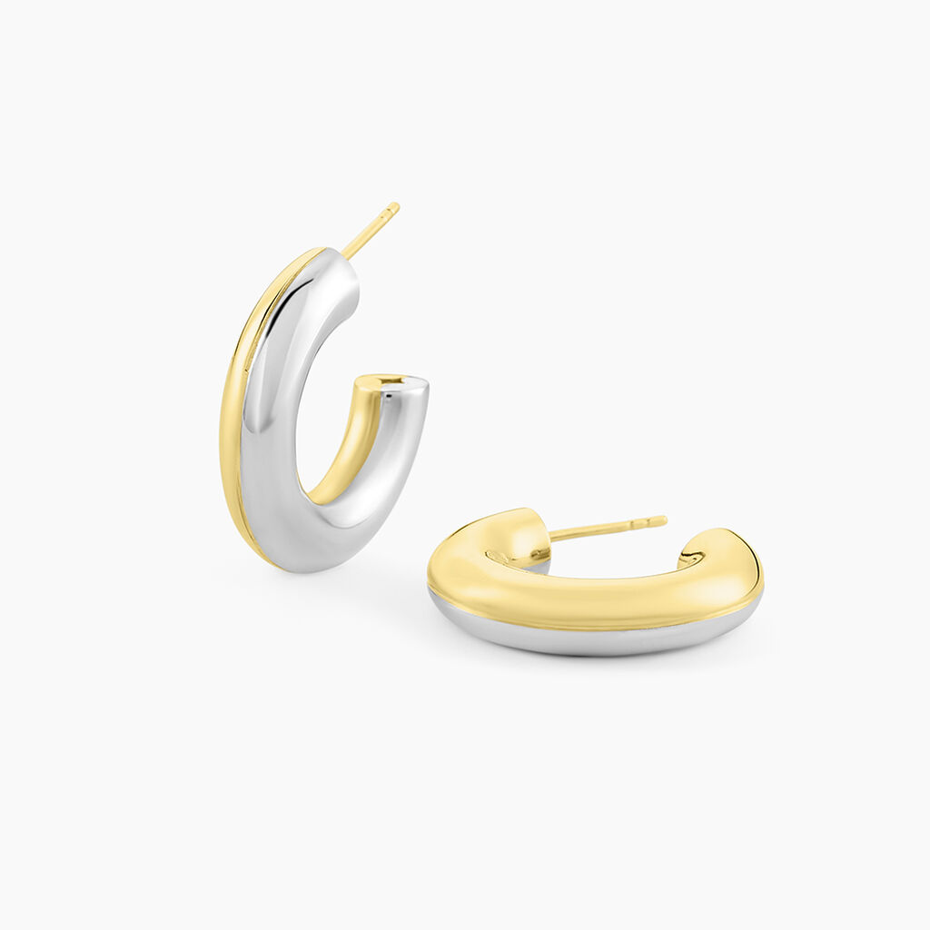 Cr&eacute;oles Perfect Match Argent Bicolore - Boucles d'oreilles cr&eacute;oles Femme | Histoire d&rsquo;Or