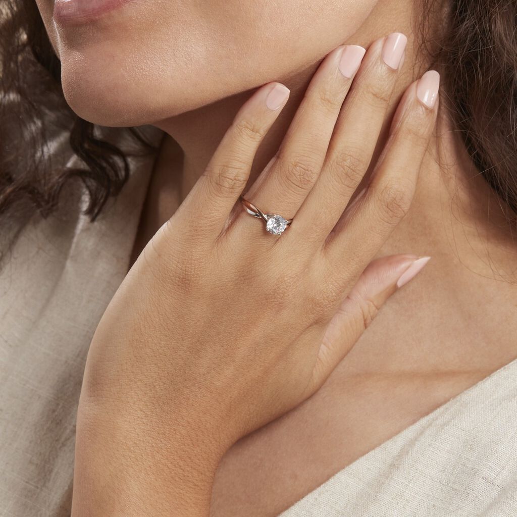 Bague Solitaire Micheline Or Bicolore Oxyde De Zirconium - Bagues solitaires Femme | Histoire d’Or