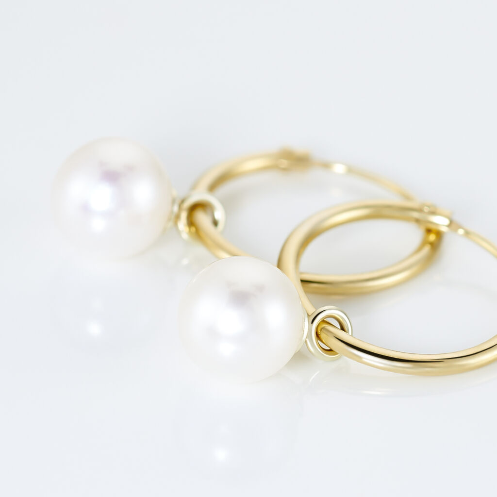 Cr&eacute;oles Inoussia Rondes Or Jaune Perle De Culture - Boucles d'oreilles cr&eacute;oles  | Histoire d&rsquo;Or