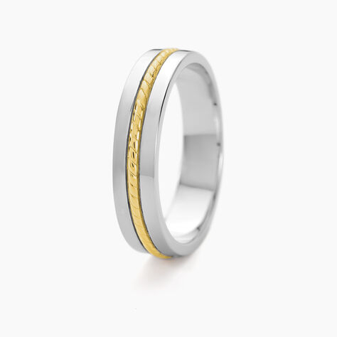 Alliance Leandro Ruban Argent Bicolore - Alliances Famille | Histoire d&rsquo;Or