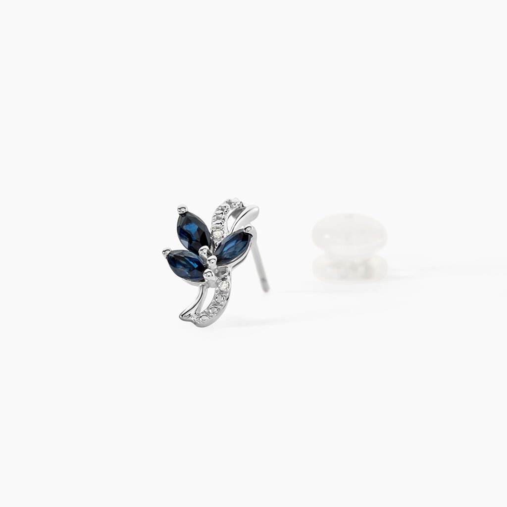Boucles D'oreilles Puces Angie Or Blanc Saphir Et Diamant - Clous d'oreilles Femme | Histoire d&rsquo;Or