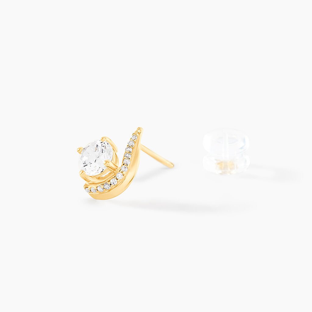 Boucles D'oreilles Puces Sevde Or Jaune Oxyde De Zirconium - Clous d'oreilles Femme | Histoire d’Or