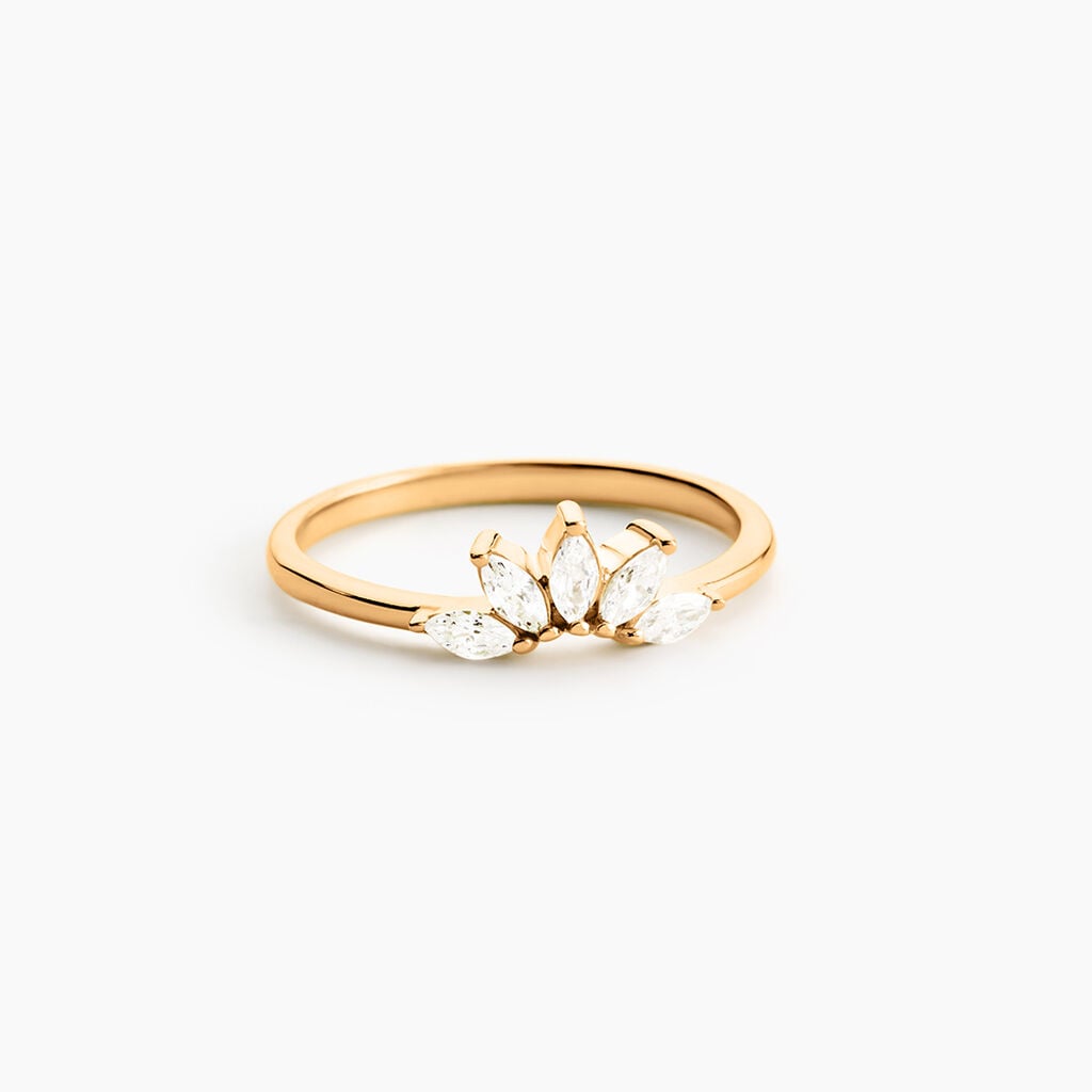 Bague Eglantine Plaqu&eacute; Or Jaune Oxyde De Zirconium - Bagues avec pierre Femme | Histoire d&rsquo;Or