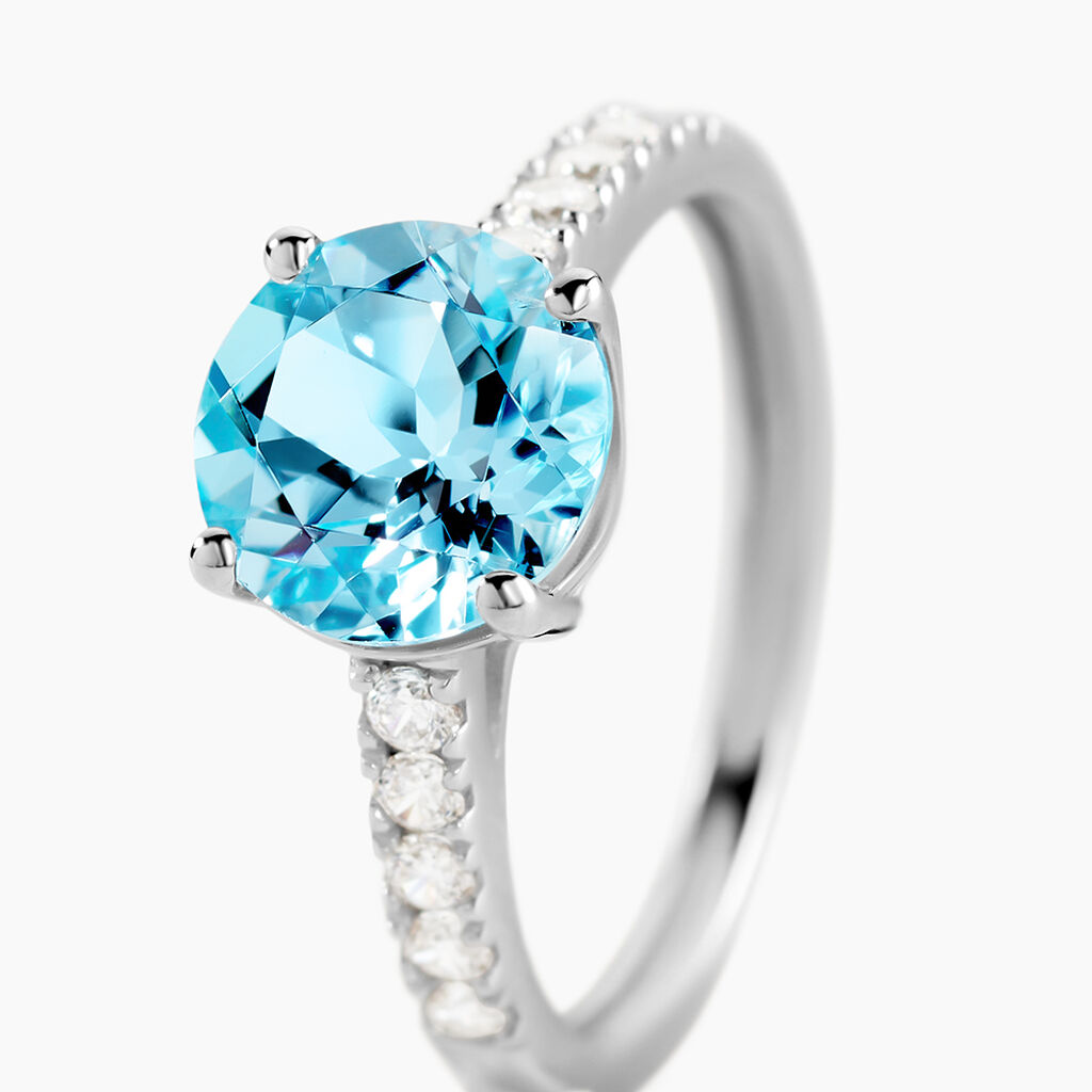 Bague Or Blanc Terese Topaze Oxydes De Zirconium - Bagues solitaires Femme | Histoire d&rsquo;Or