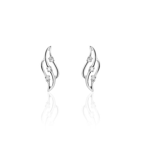 Boucles D'oreilles Puces Marnie Or Blanc Diamant - Boucles d'oreilles pendantes Femme | Histoire d’Or