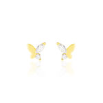Boucles D'oreilles Puces Evaelle Papillon Or Jaune Oxyde De Zirconium - Clous d'oreilles Femme | Histoire d&rsquo;Or