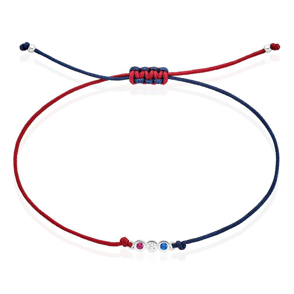 Bracelet French Twist Argent Blanc Oxyde De Zirconium - Bracelets cordon Femme | Histoire d&rsquo;Or