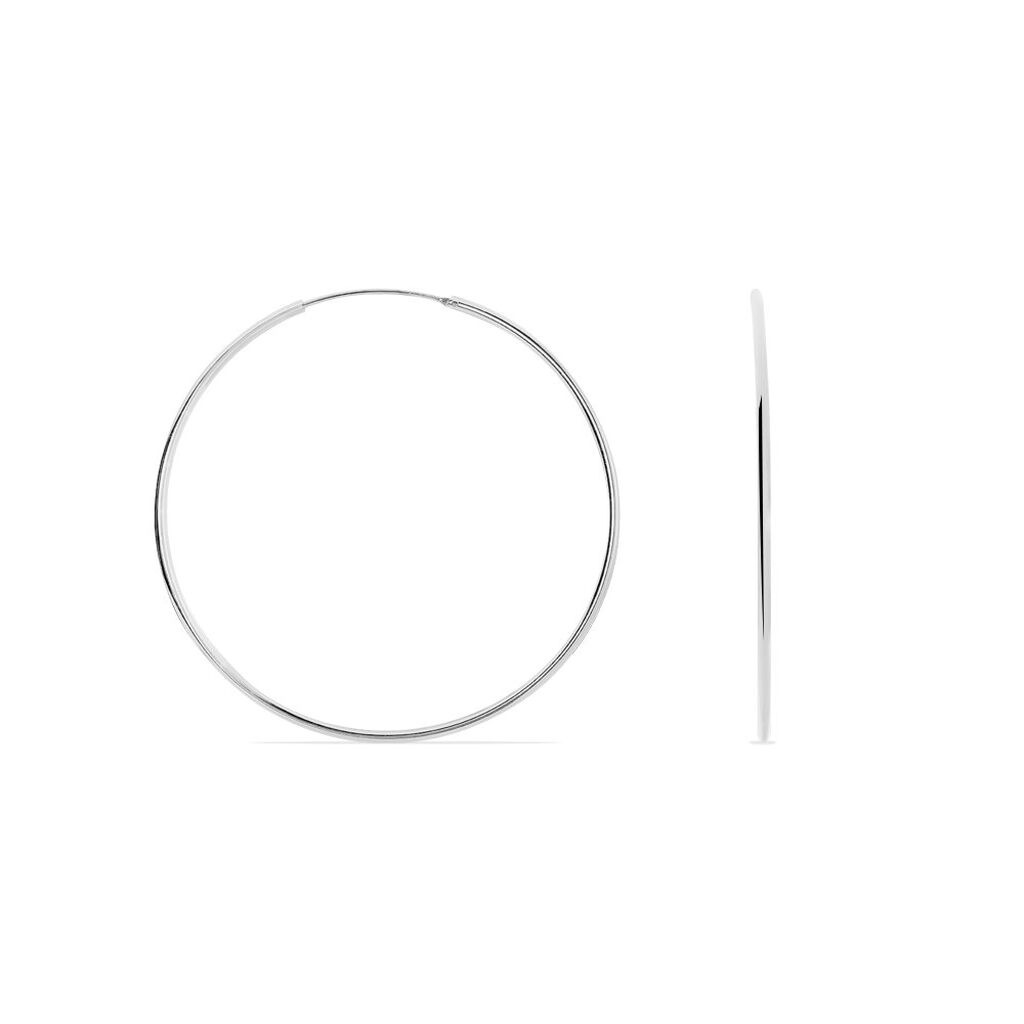 Créoles Argent Blanc Olympia - Boucles d'oreilles créoles Femme | Histoire d’Or