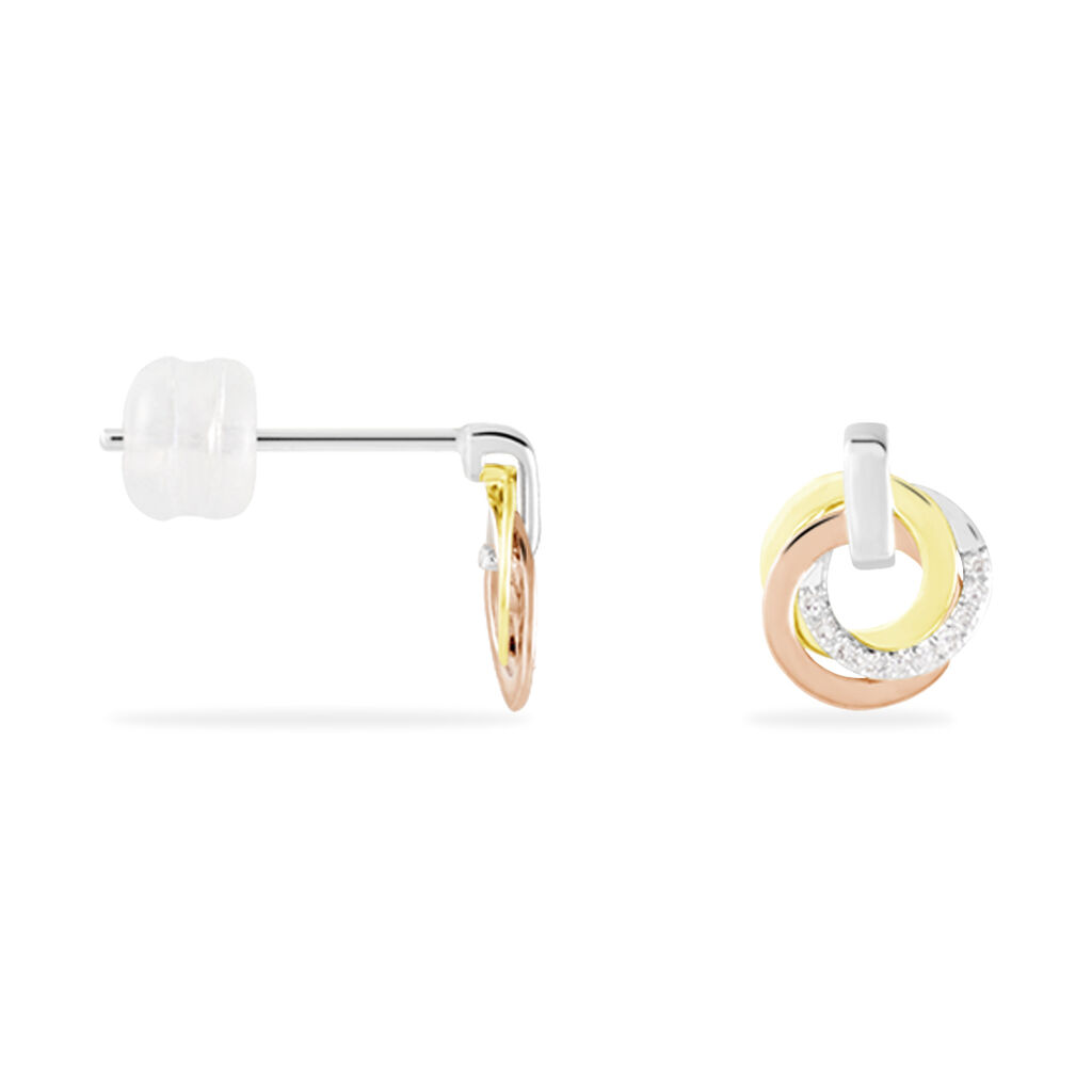 Boucles D'oreilles Puces Or Tricolore Vanadissa Diamants - Clous d'oreilles Femme | Histoire d’Or