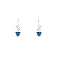 Boucles D'oreilles Lauressa Or Blanc Topaze Bleu Oxyde