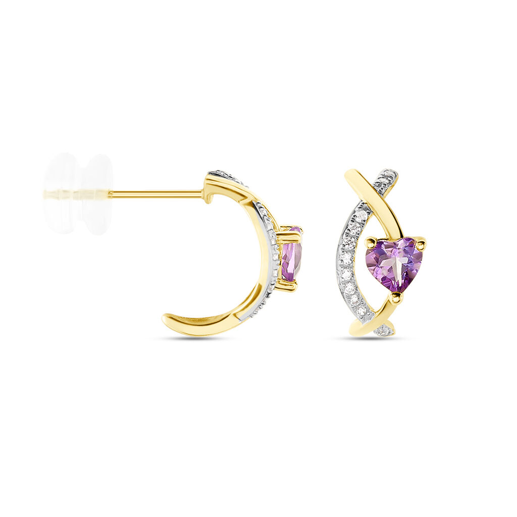Créoles Clothilde Or Jaune Améthyste Oxyde De Zirconium - Boucles d'oreilles créoles Femme | Histoire d’Or