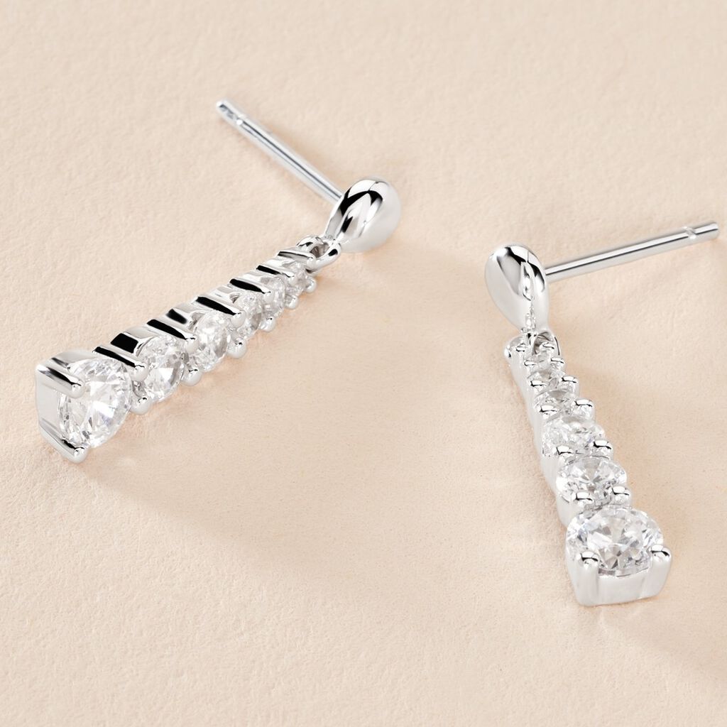 Boucles D'oreilles Pendantes Dervla Argent Rhodié Oxyde De Zirconium - Boucles d'oreilles fantaisie Femme | Histoire d’Or