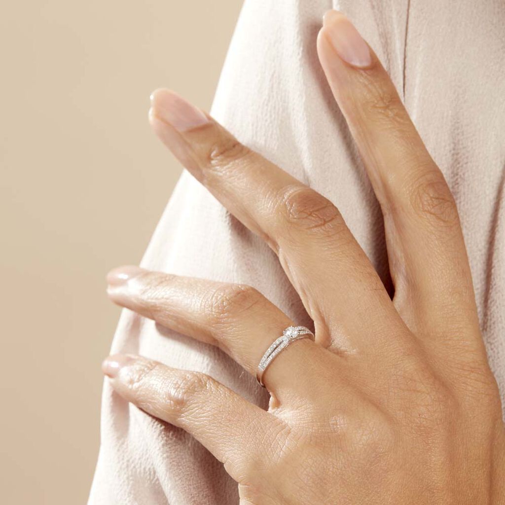 Bague Solitaire Katalina Or Blanc Diamant - Bagues solitaires Femme | Histoire d’Or