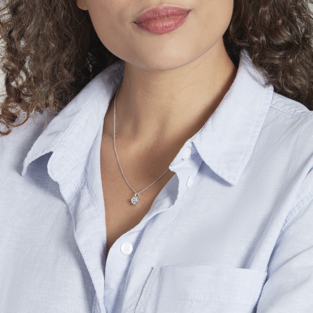 Pendentif Miyah Or Blanc Topaze - Pendentifs Coeur Femme | Histoire d’Or
