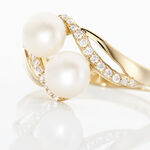 Bague Loeva Or Jaune Perle De Culture Et Oxyde De Zirconium - Bagues avec pierre Femme | Histoire d&rsquo;Or