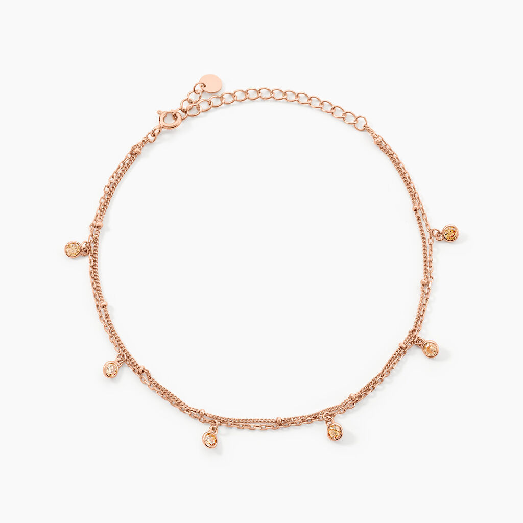 Cha&icirc;ne De Cheville Heidi Argent Rose Oxyde De Zirconium - Cha&icirc;nes de cheville Femme | Histoire d&rsquo;Or