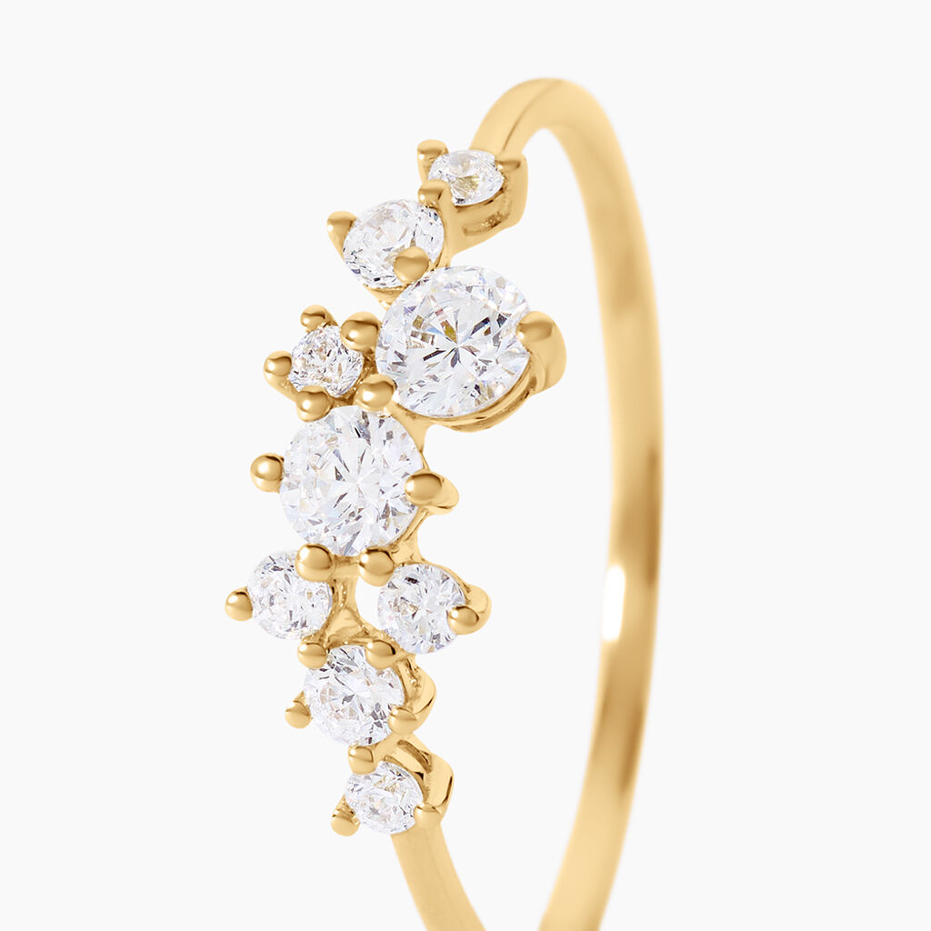Bague Sparkle Argent Dor&eacute; A L'Or 750/1000 Oxyde De Zirconium - Bagues avec pierre Femme | Histoire d&rsquo;Or