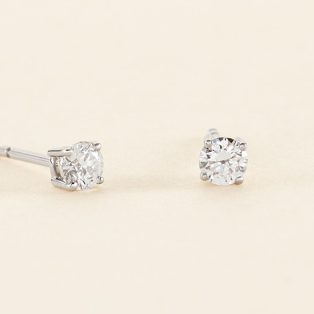 Boucles D'oreilles Puces One Platine Blanc Diamant - Clous d'oreilles Homme | Histoire d&rsquo;Or