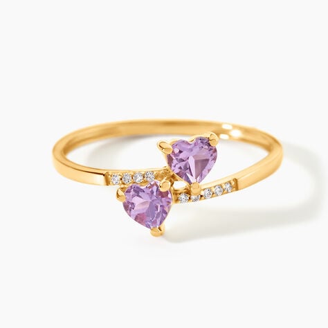 Bague Myrtie Or Jaune Amethyste Violet Oxyde De Zirconium - Bagues avec pierre Femme | Histoire d&rsquo;Or