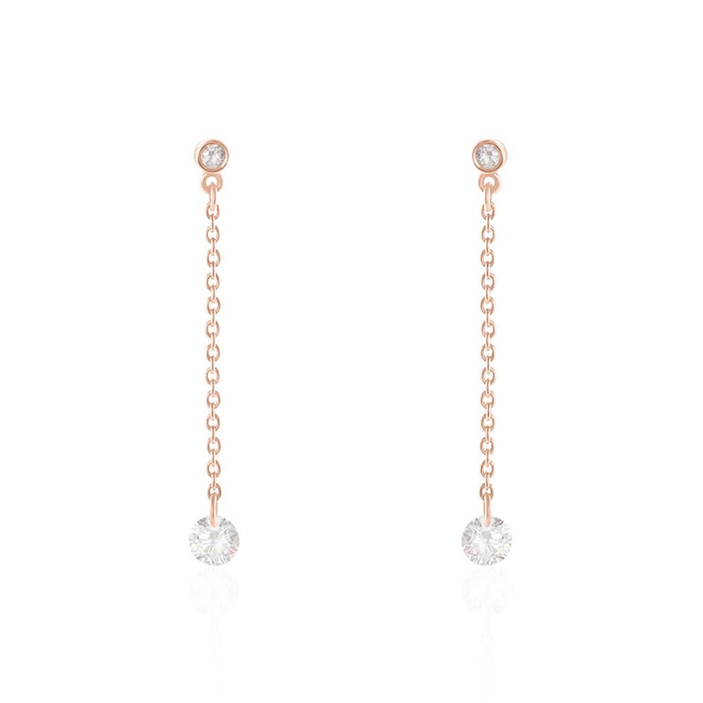 Boucles D'oreilles Pendantes Constantin Argent Rose Oxyde De Zirconium - Boucles d'oreilles fantaisie Femme | Histoire d&rsquo;Or