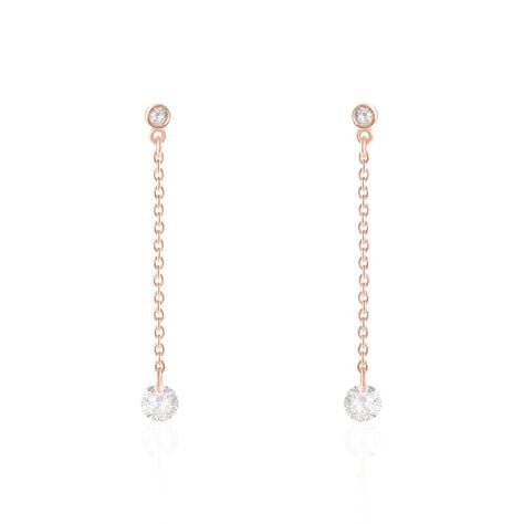 Boucles D'oreilles Pendantes Constantin Argent Rose Oxyde De Zirconium - Boucles d'oreilles fantaisie Femme | Histoire d&rsquo;Or