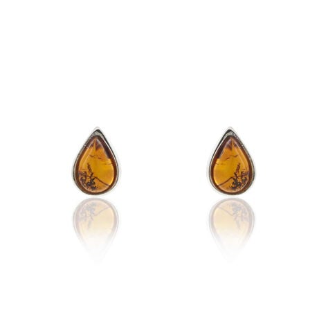Boucles D'oreilles Puces Argent Blanc Junie Ambre - Boucles d'oreilles fantaisie Femme | Histoire d’Or