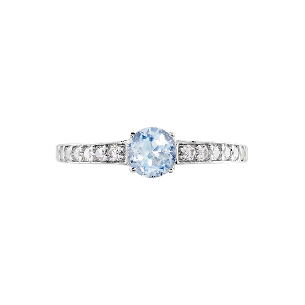Bague Carrol Or Blanc Topaze Oxyde De Zirconium - Bagues solitaires Femme | Histoire d&rsquo;Or
