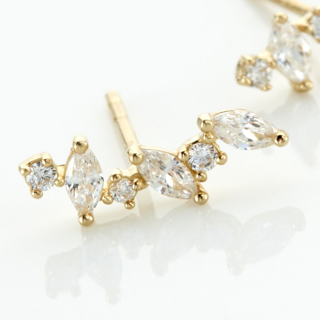 Boucles D'oreilles Puces Or Jaune Fortunella Oxydes De Zirconium - Clous d'oreilles Femme | Histoire d’Or
