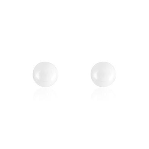 Boucles D'oreilles Puces Orbe Argent Blanc Céramique - Boucles d'oreilles fantaisie Femme | Histoire d’Or