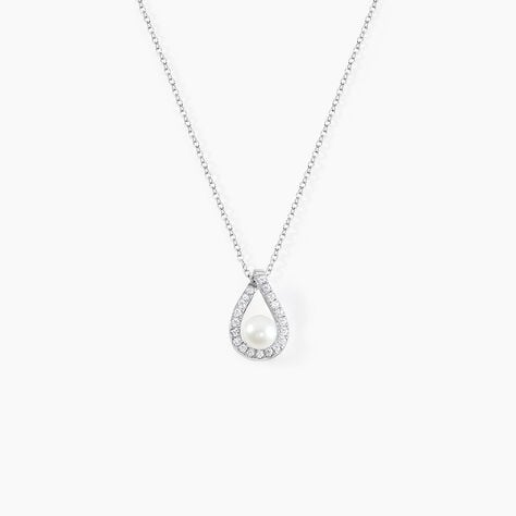 Collier Sohaliaae Argent Blanc Perle De Culture Et Oxyde De Zirconium - Colliers fantaisie Femme | Histoire d&rsquo;Or