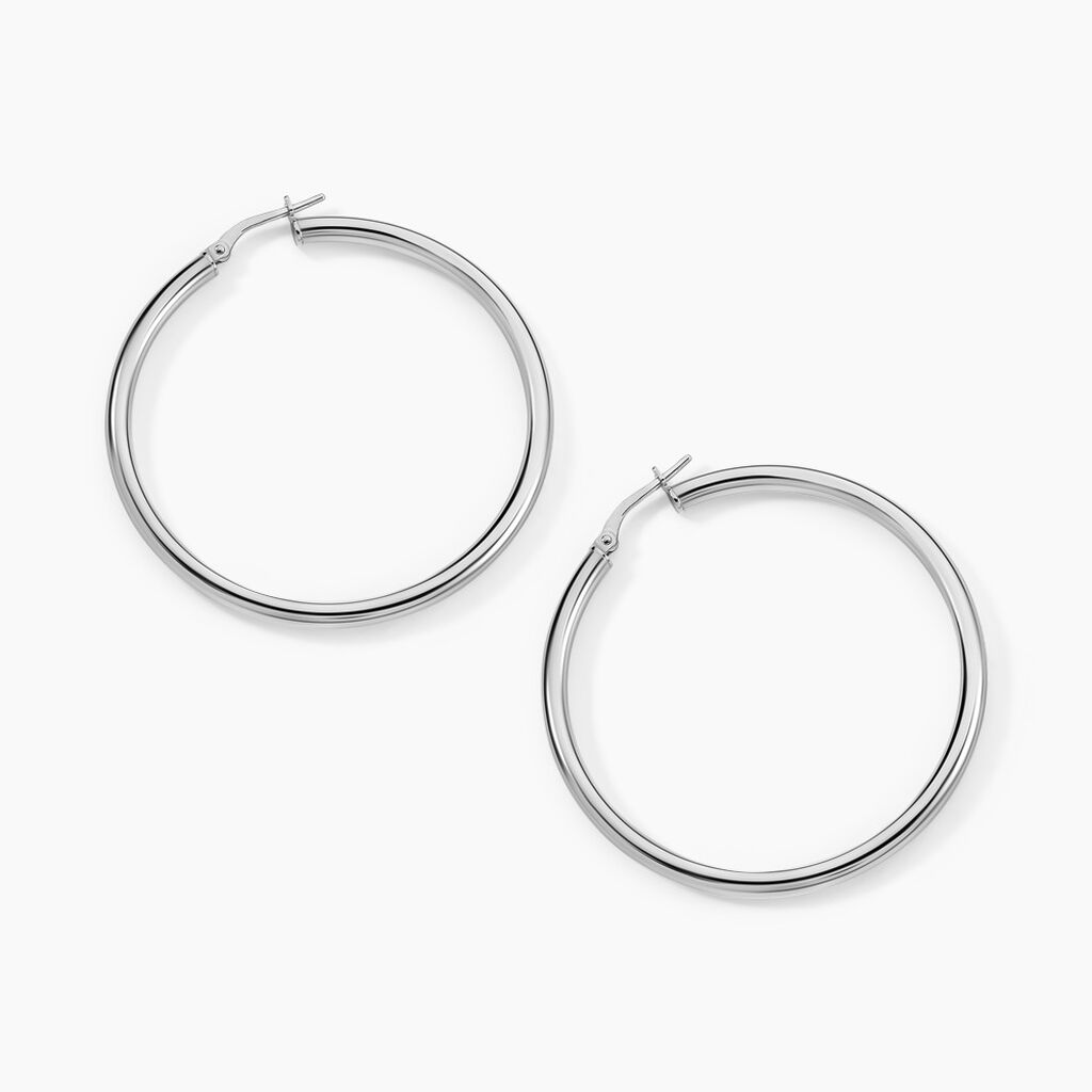 Créoles Argent Blanc Anne - Boucles d'oreilles créoles Femme | Histoire d’Or