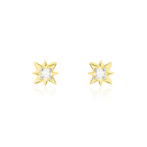 Boucles D'oreilles Puces Astralia Or Jaune Oxyde De Zirconium - Clous d'oreilles Femme | Histoire d’Or