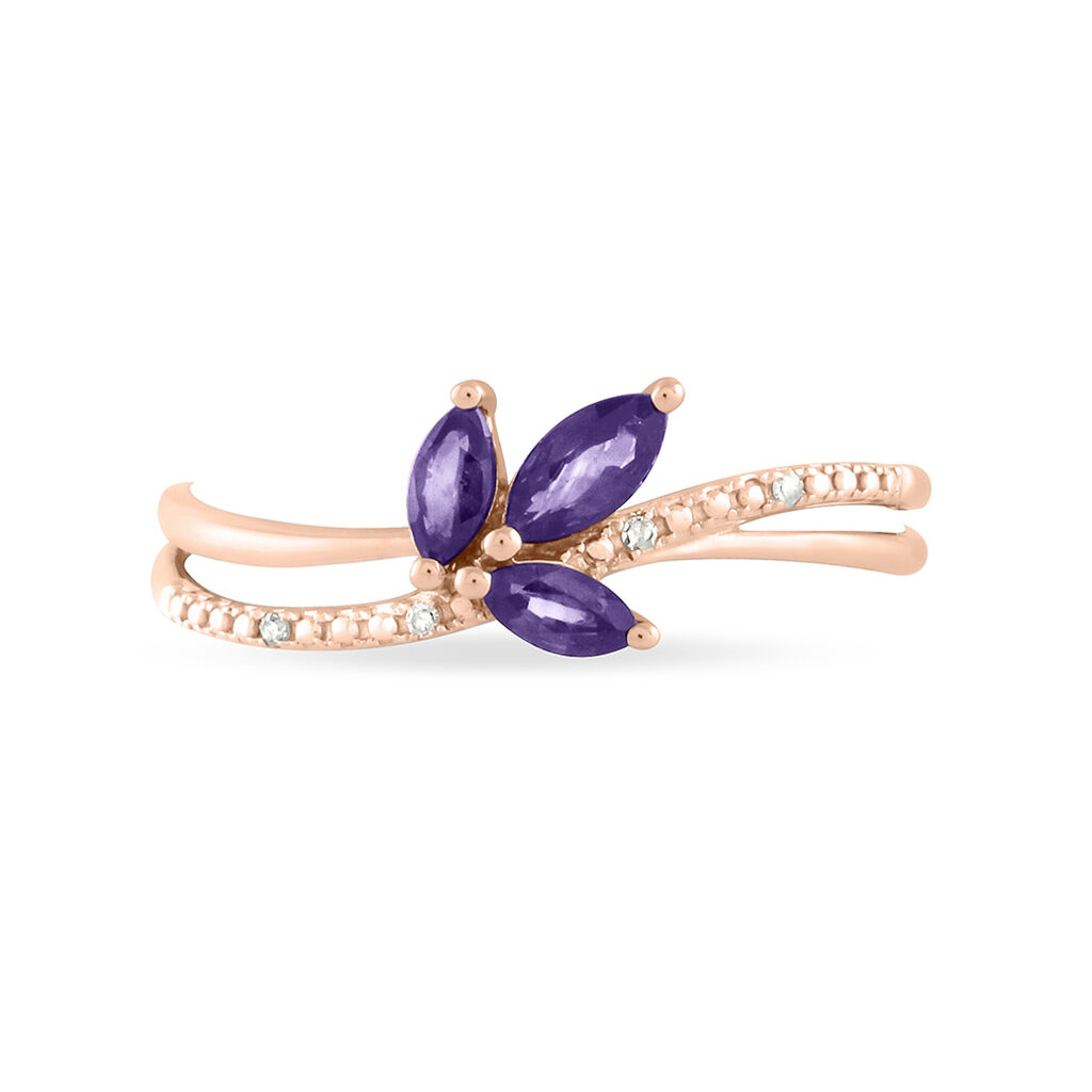 Bague Angie Or Rose Amethyste Et Diamant - Bagues avec pierre Femme | Histoire d’Or
