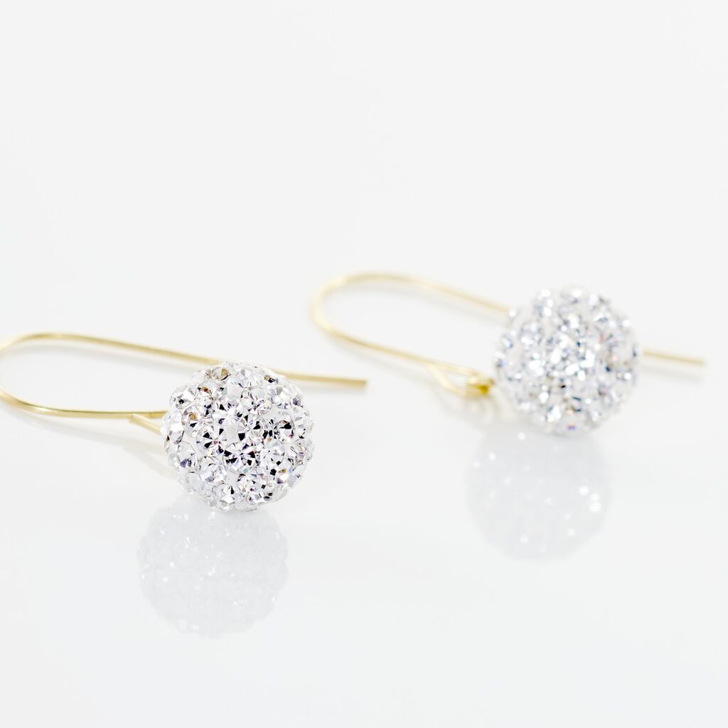Boucles D'oreilles Pendantes Or Jaune Fidelia Cristal - Boucles d'oreilles pendantes Femme | Histoire d’Or