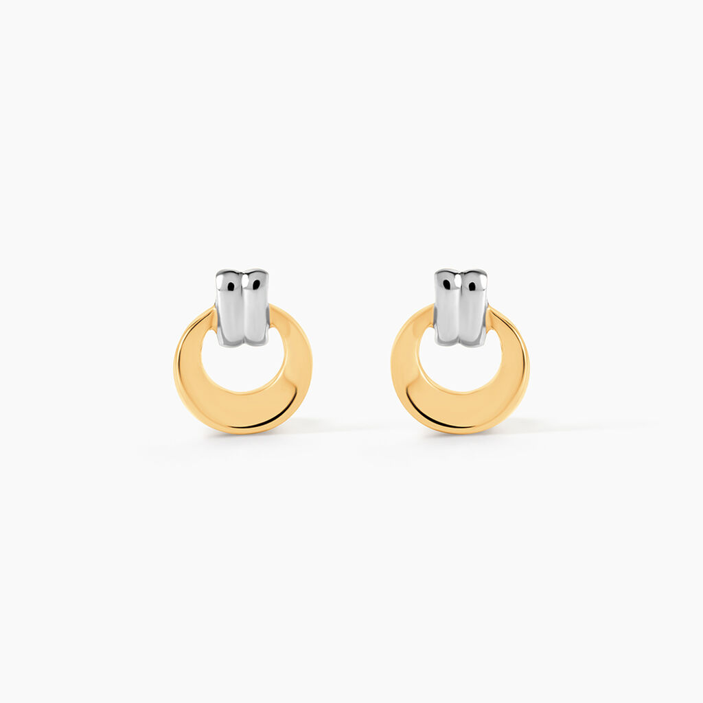 Boucles D'oreilles Puces Berangere Cercle Or Bicolore - Clous d'oreilles Femme | Histoire d&rsquo;Or