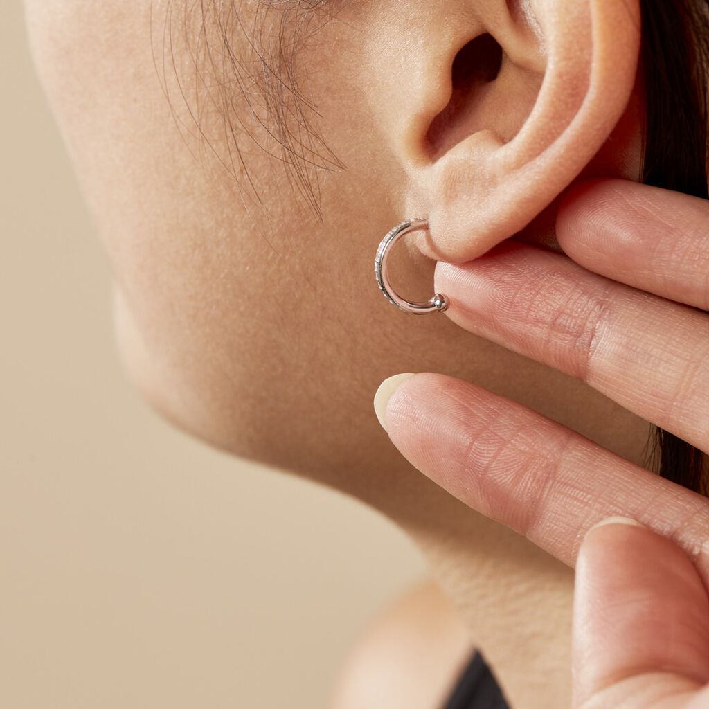 Créole Unitaire Argent Blanc Ancelin Oxydes De Zirconium - Boucles d'oreilles créoles Femme | Histoire d’Or
