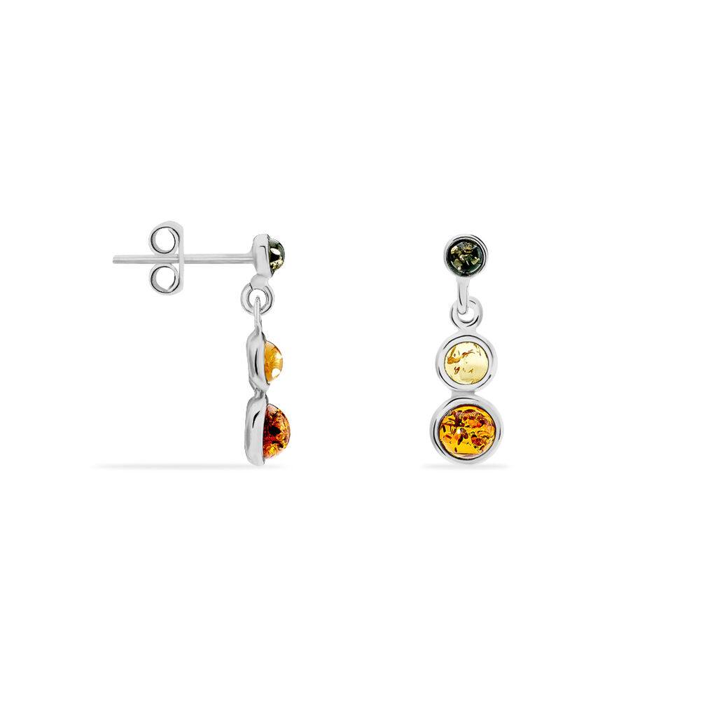 Boucles D'oreilles Argent Blanc Rosalie Ambres - Boucles d'oreilles fantaisie Femme | Histoire d’Or