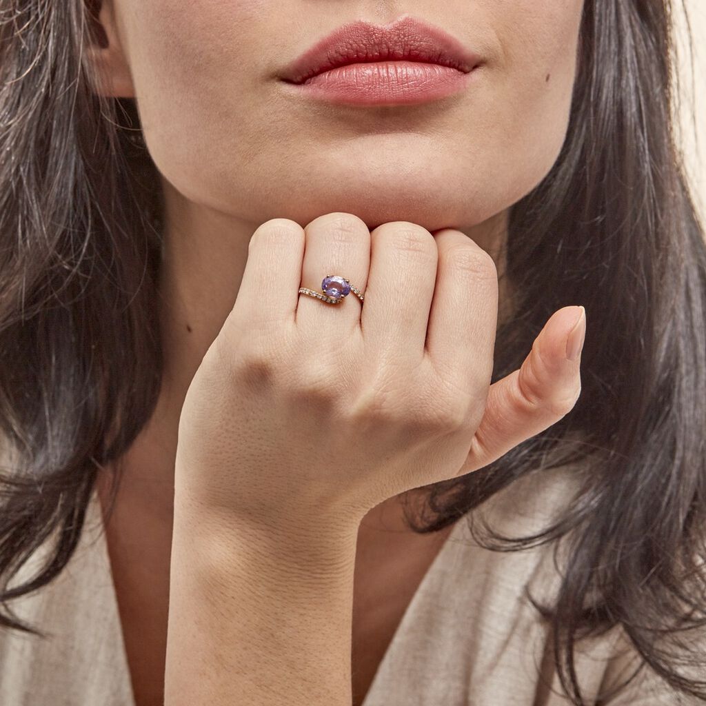 Bague Loriane Or Jaune Amethyste Et Oxyde De Zirconium - Bagues solitaires Femme | Histoire d’Or