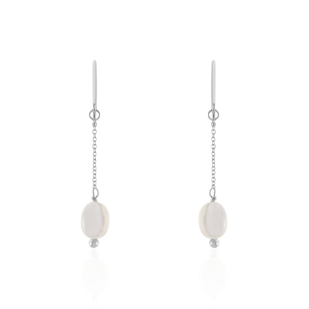 Boucles D'oreilles Pendantes Sirene Argent Blanc Nacre - Boucles d'oreilles fantaisie Femme | Histoire d&rsquo;Or