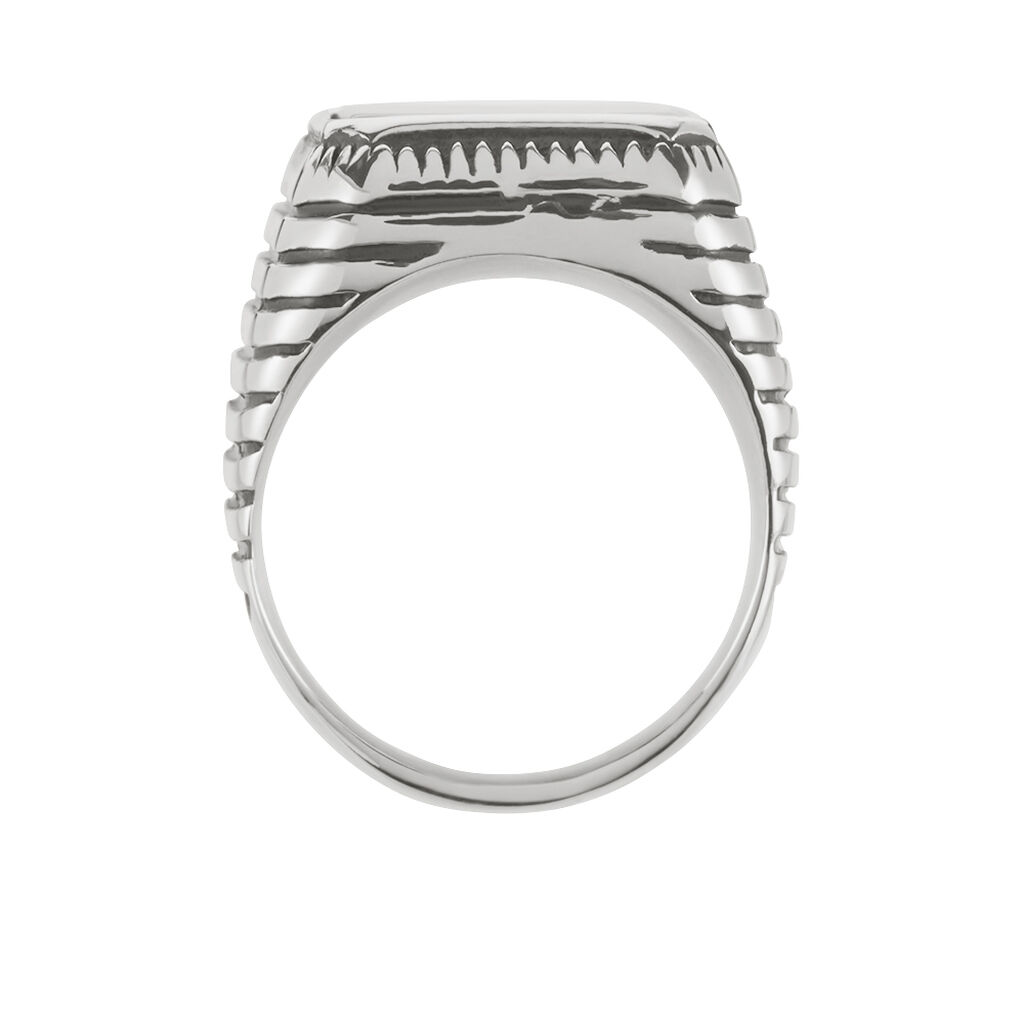 Chevaliere Acier Blanc Romanus Pierre - Bagues solitaires Homme | Histoire d&rsquo;Or